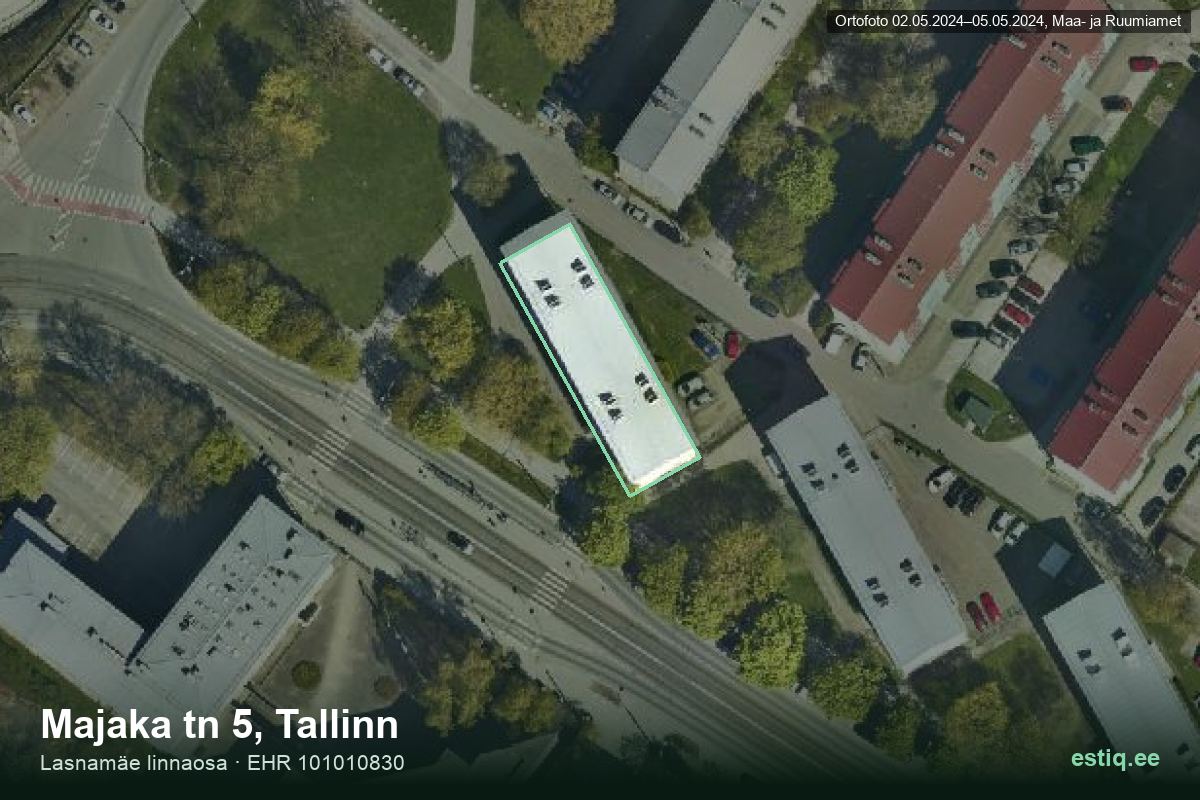 Majaka tänav 5, Tallinn – hoone aerofoto, kontuur ehitisregistri (EHR) andmetest