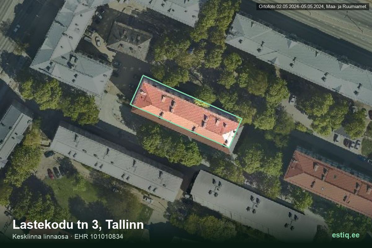 Lastekodu tänav 3, Tallinn – аэрофото дома, контур по данным регистра строений (EHR)
