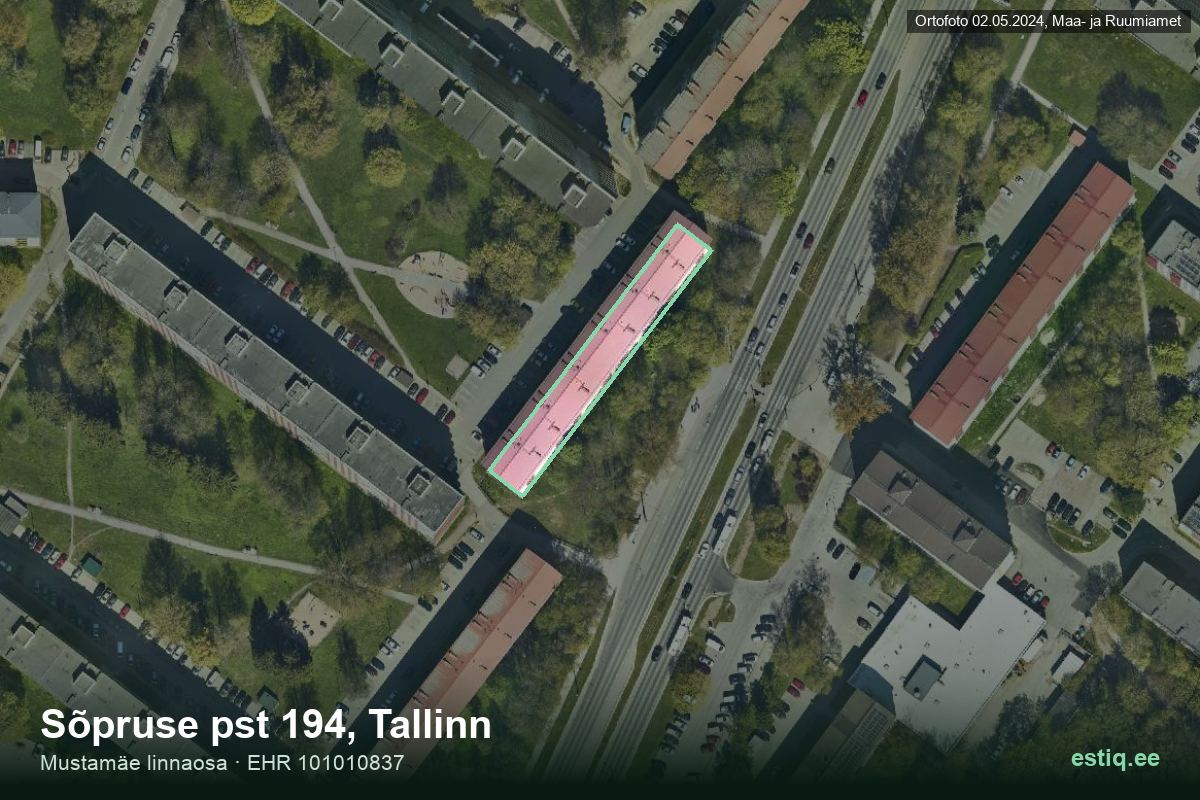 Sõpruse pst 194, Tallinn – hoone aerofoto, kontuur ehitisregistri (EHR) andmetest