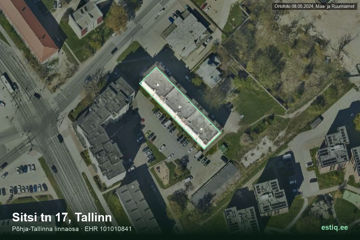 Sitsi tänav 17, Tallinn – ilmakuva rakennuksesta, ääriviiva rakennusrekisteristä (EHR)