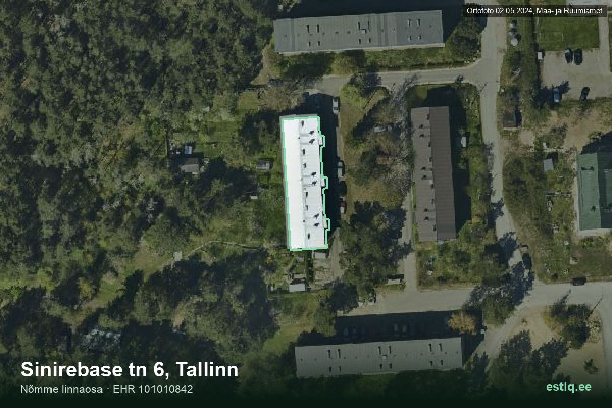 Sinirebase tänav 6, Tallinn – aerial photo of the building, outline from the Building Register (EHR)