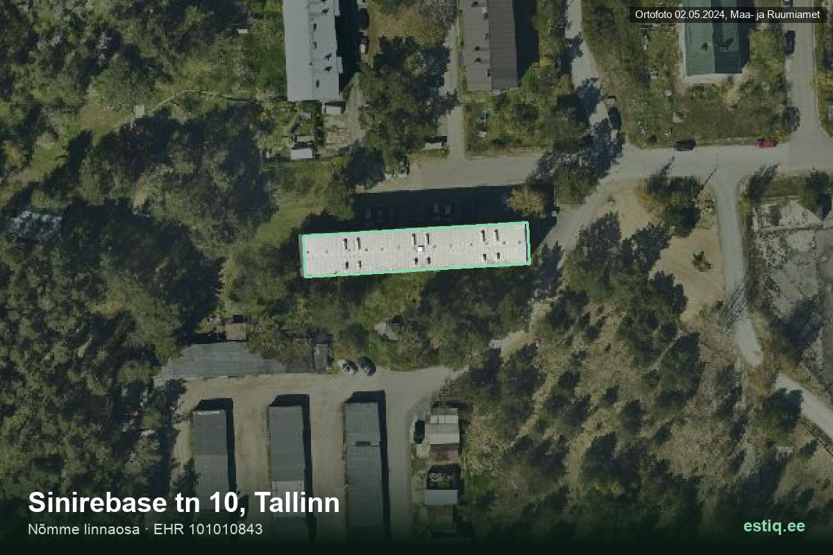 Sinirebase tänav 10, Tallinn – hoone aerofoto, kontuur ehitisregistri (EHR) andmetest
