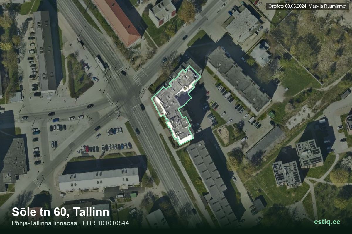 Sõle tänav 60, Tallinn – hoone aerofoto, kontuur ehitisregistri (EHR) andmetest