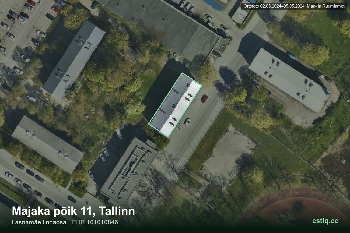 Majaka põik 11, Tallinn – аэрофото дома, контур по данным регистра строений (EHR)