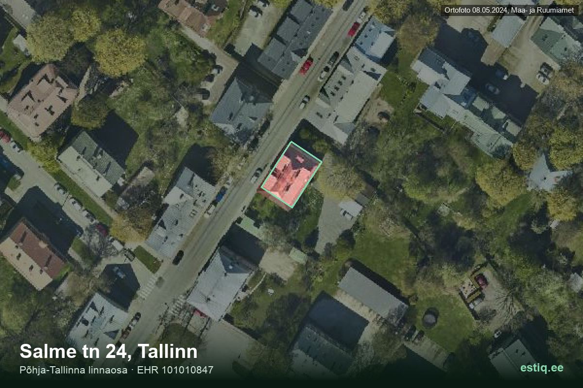 Salme tänav 24, Tallinn – hoone aerofoto, kontuur ehitisregistri (EHR) andmetest