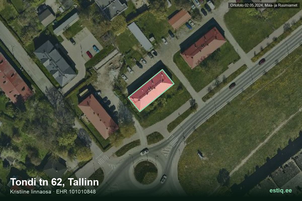 Tondi tänav 62, Tallinn – hoone aerofoto, kontuur ehitisregistri (EHR) andmetest