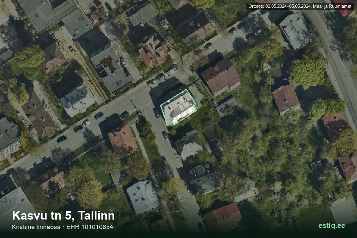 Kasvu tänav 5, Tallinn – aerial photo of the building, outline from the Building Register (EHR)