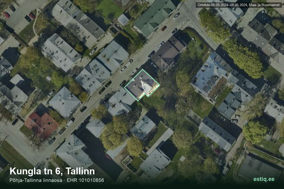 Kungla tänav 6, Tallinn – aerial photo of the building, outline from the Building Register (EHR)
