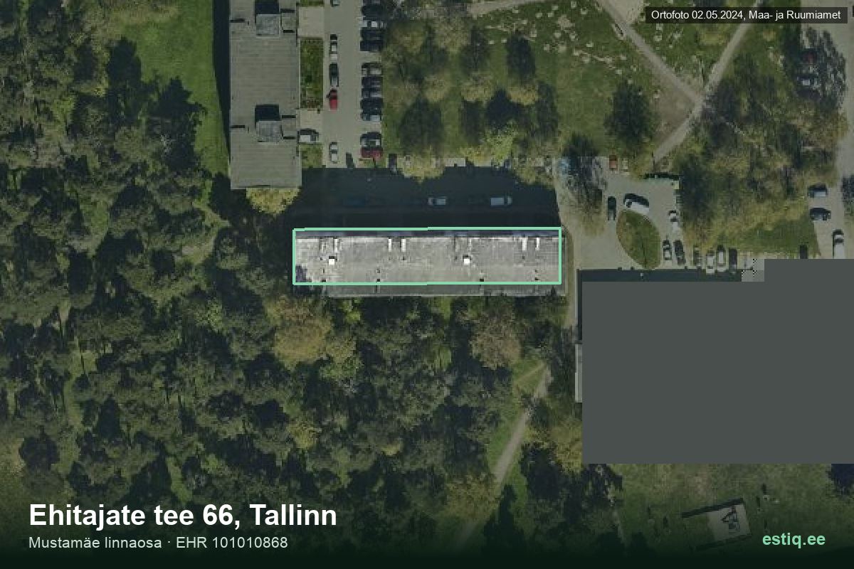 Ehitajate tee 66, Tallinn – hoone aerofoto, kontuur ehitisregistri (EHR) andmetest