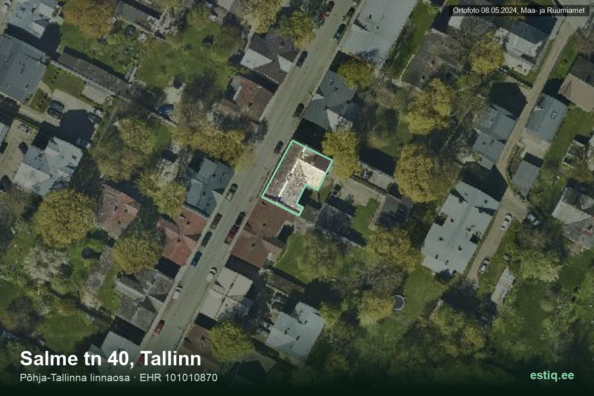 Salme tänav 40, Tallinn – hoone aerofoto, kontuur ehitisregistri (EHR) andmetest