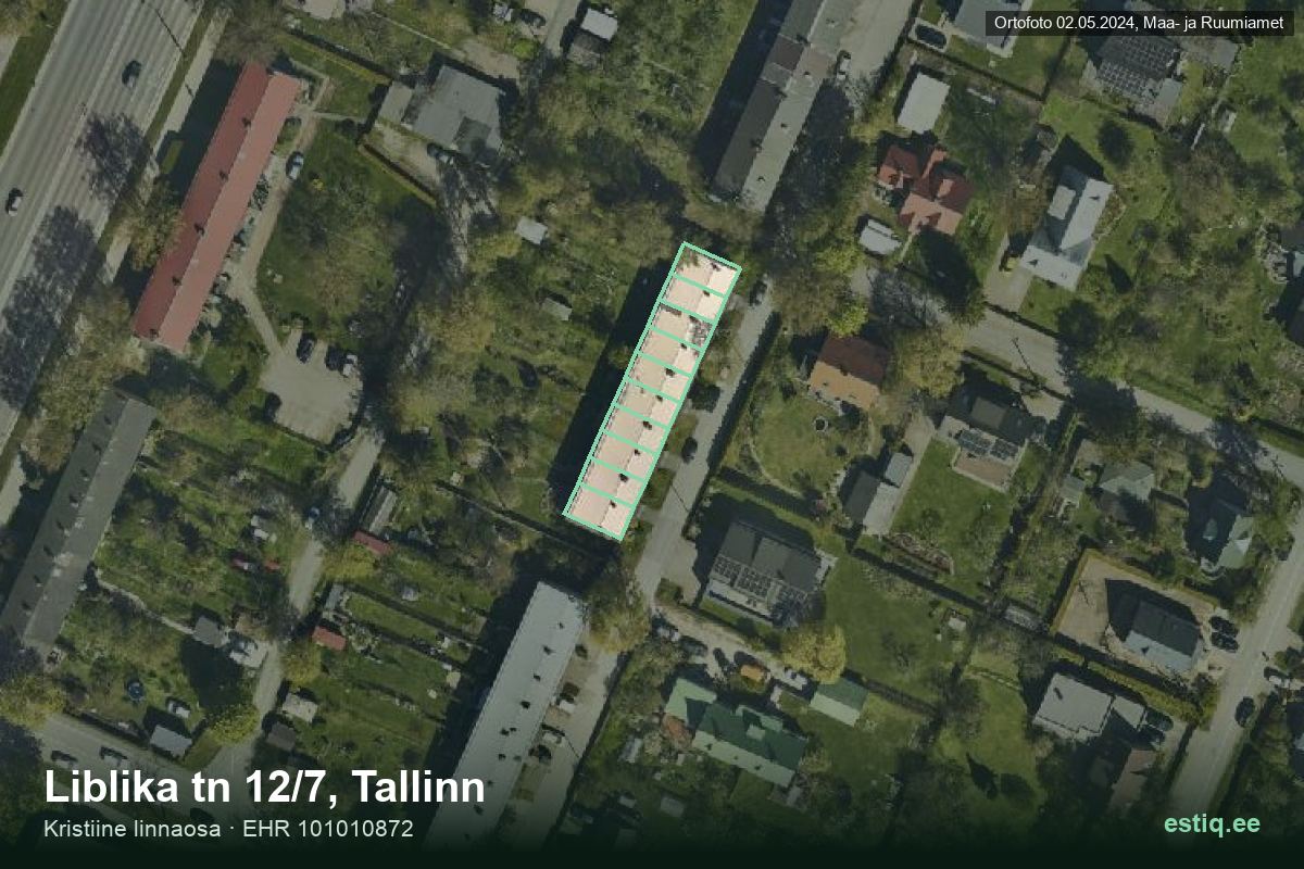 Liblika tänav 12/1, Tallinn – аэрофото дома, контур по данным регистра строений (EHR)