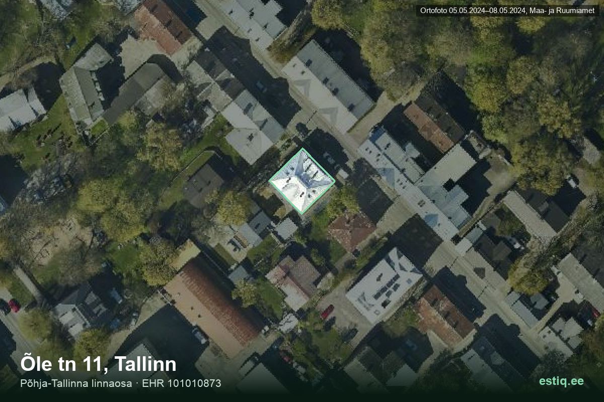 Õle tänav 11, Tallinn – hoone aerofoto, kontuur ehitisregistri (EHR) andmetest