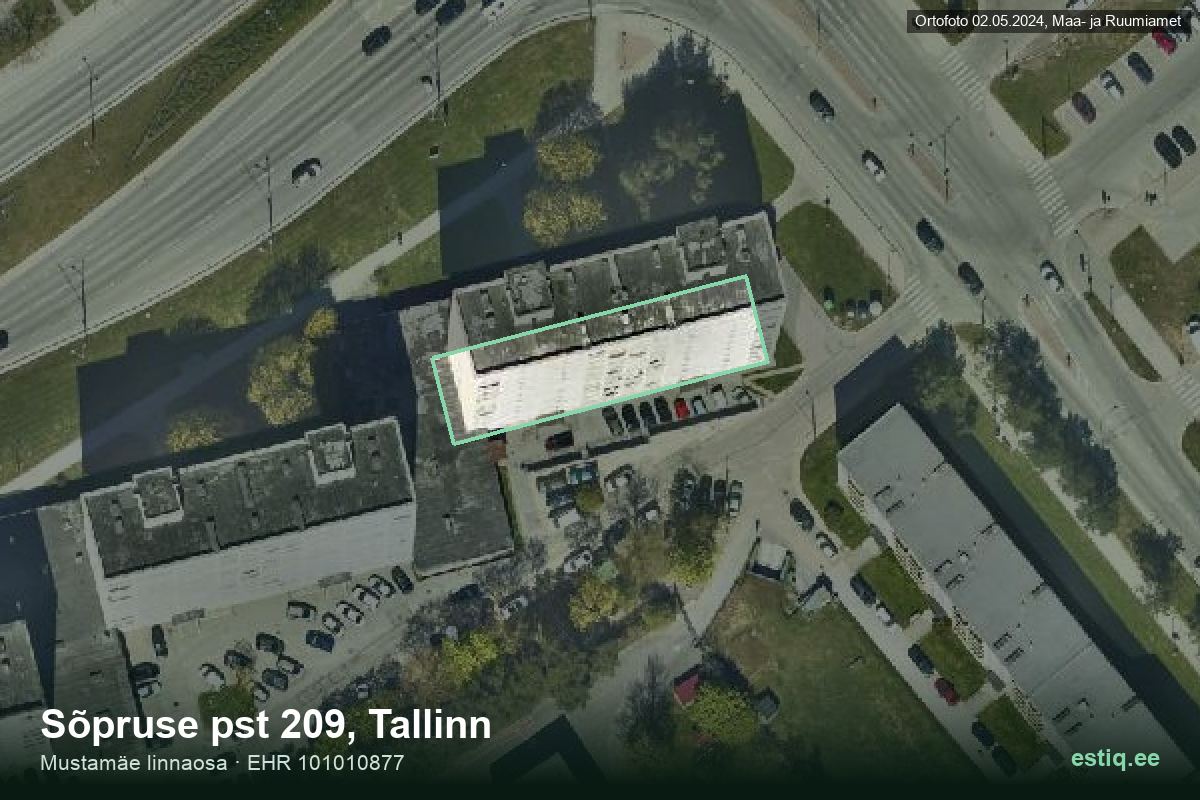 Sõpruse pst 209, Tallinn – hoone aerofoto, kontuur ehitisregistri (EHR) andmetest