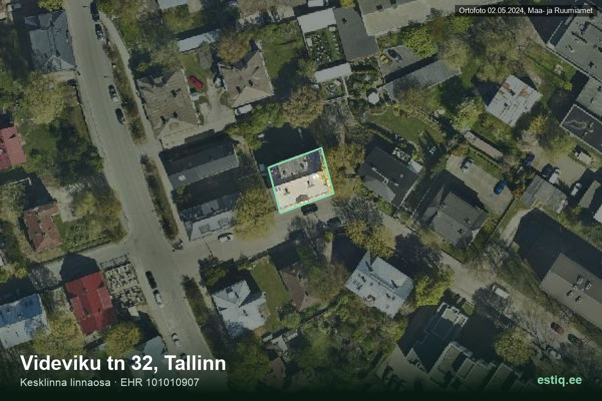 Videviku tänav 32, Tallinn – аэрофото дома, контур по данным регистра строений (EHR)