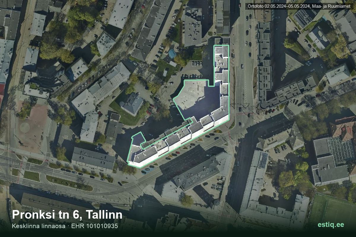 Pronksi tänav 6, Tallinn – hoone aerofoto, kontuur ehitisregistri (EHR) andmetest