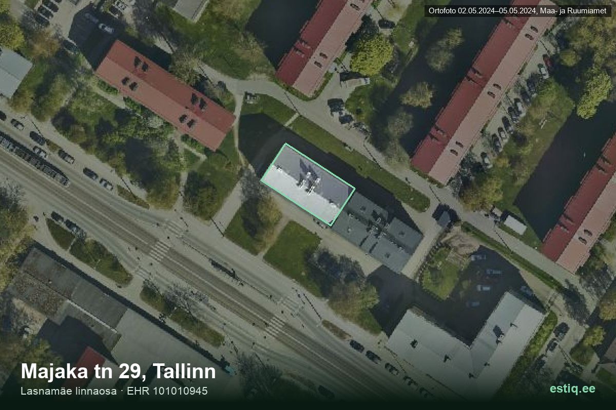 Majaka tänav 29, Tallinn – hoone aerofoto, kontuur ehitisregistri (EHR) andmetest