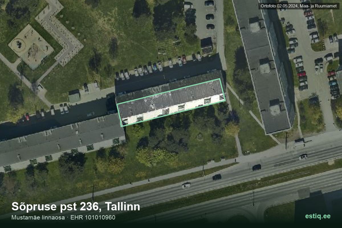 Sõpruse pst 236, Tallinn – aerial photo of the building, outline from the Building Register (EHR)