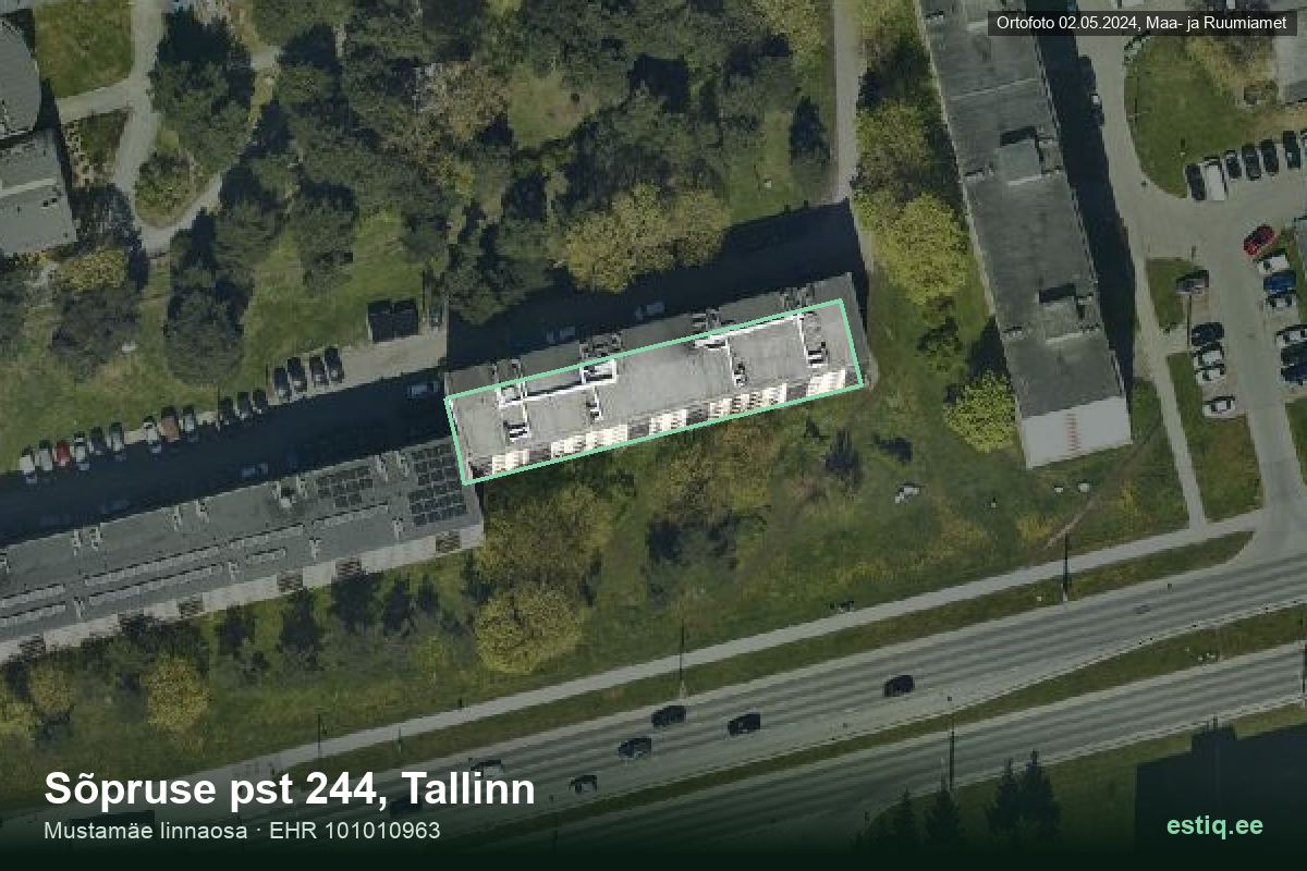 Sõpruse pst 244, Tallinn – hoone aerofoto, kontuur ehitisregistri (EHR) andmetest