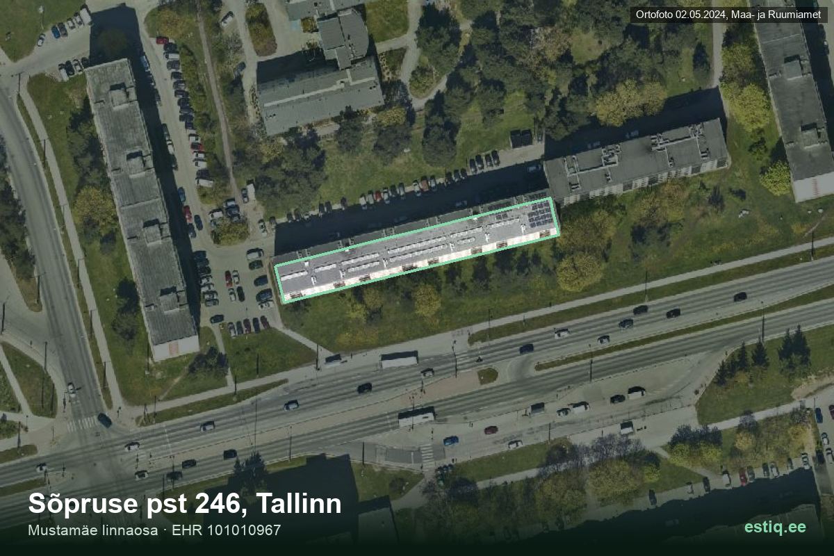 Sõpruse pst 246, Tallinn – aerial photo of the building, outline from the Building Register (EHR)