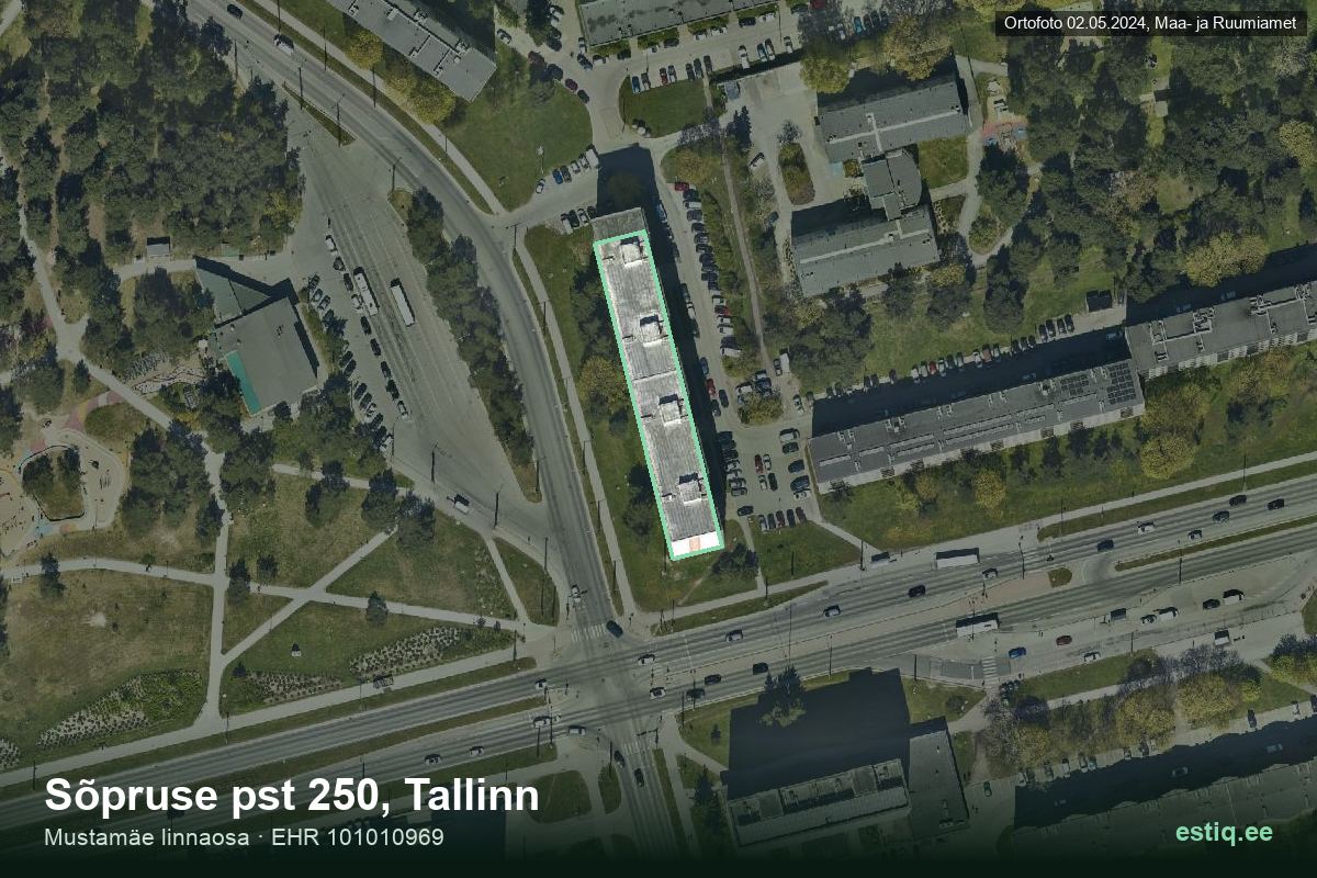 Sõpruse pst 250, Tallinn – hoone aerofoto, kontuur ehitisregistri (EHR) andmetest