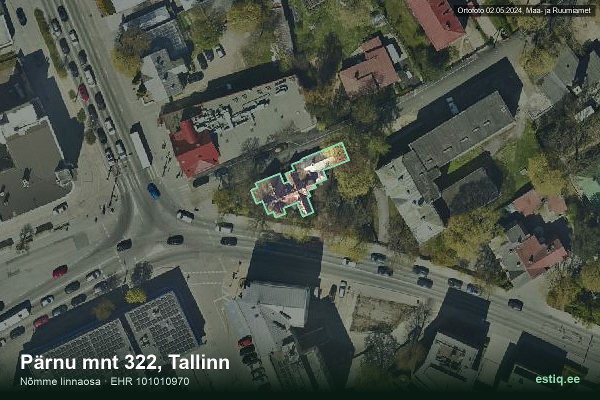 Pärnu mnt 322, Tallinn – аэрофото дома, контур по данным регистра строений (EHR)