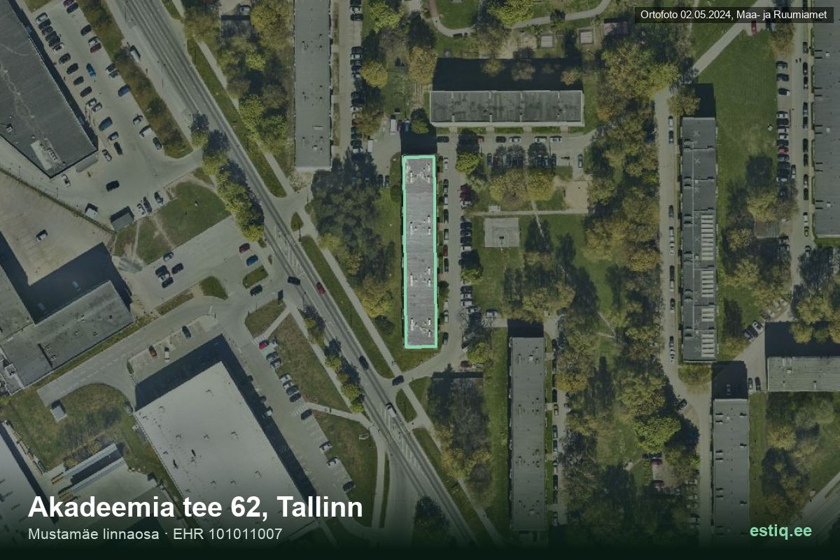 Akadeemia tee 62, Tallinn – hoone aerofoto, kontuur ehitisregistri (EHR) andmetest
