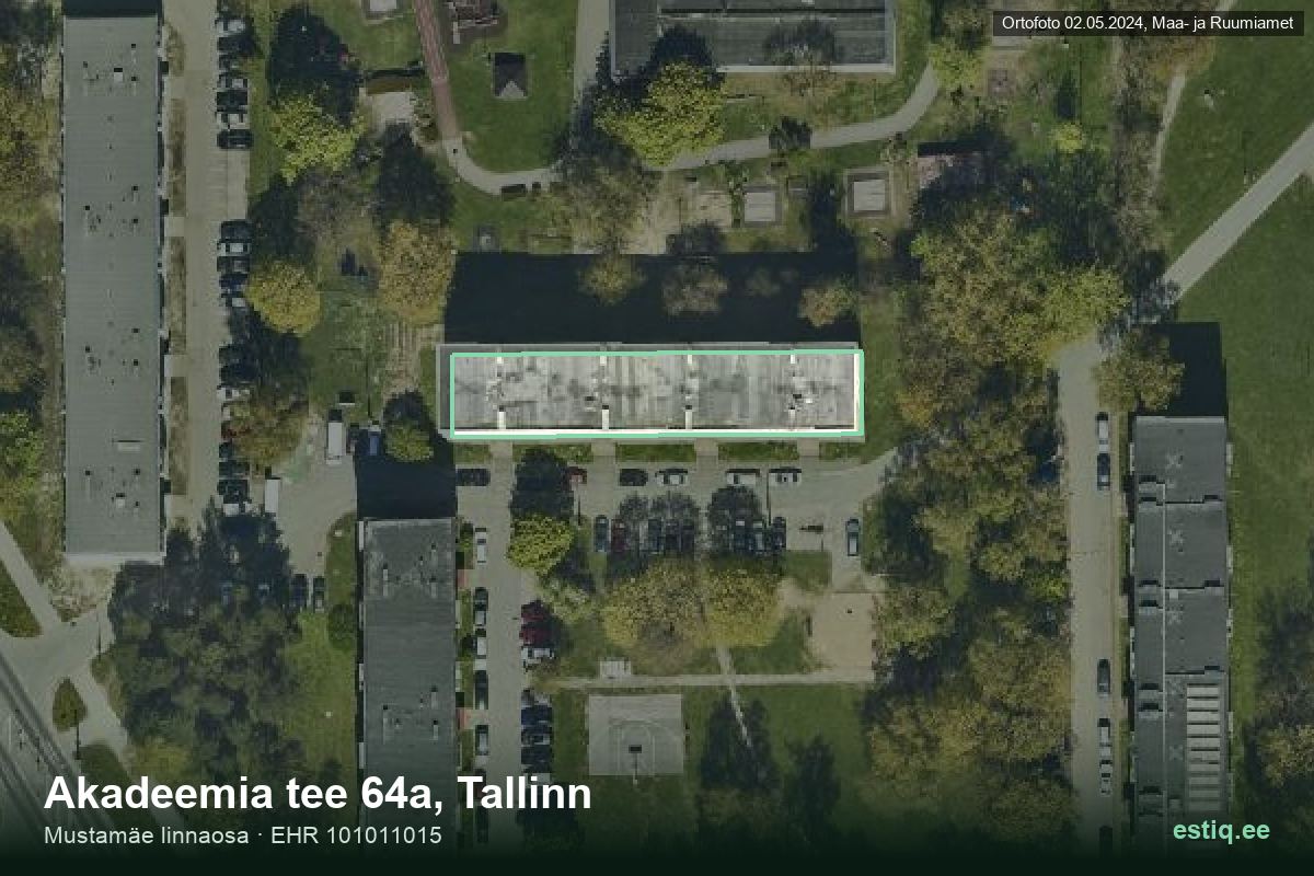 Akadeemia tee 64a, Tallinn – hoone aerofoto, kontuur ehitisregistri (EHR) andmetest