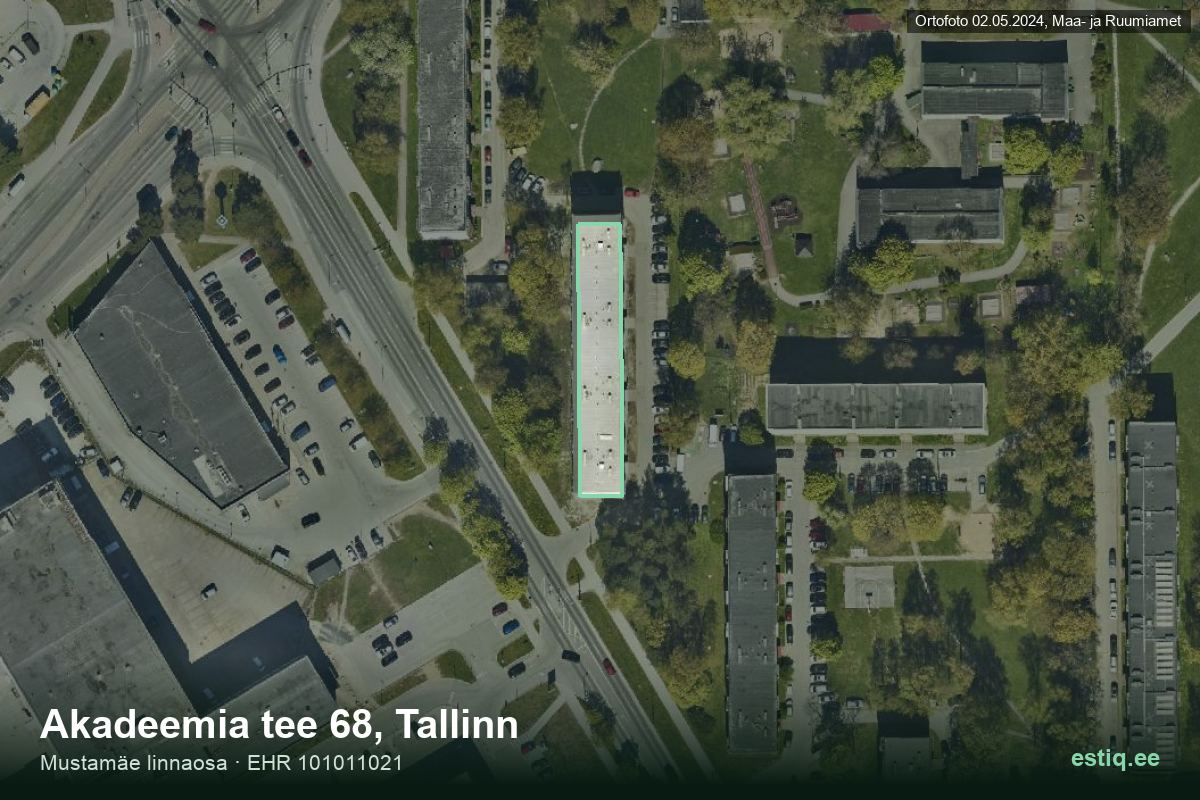 Akadeemia tee 68, Tallinn – hoone aerofoto, kontuur ehitisregistri (EHR) andmetest