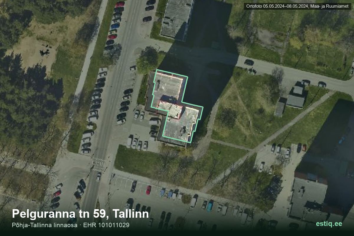 Pelguranna tänav 59, Tallinn – hoone aerofoto, kontuur ehitisregistri (EHR) andmetest