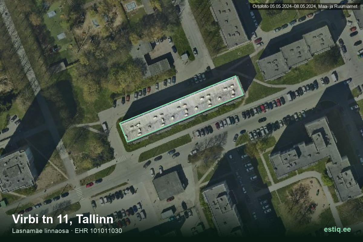 Virbi tänav 11, Tallinn – hoone aerofoto, kontuur ehitisregistri (EHR) andmetest