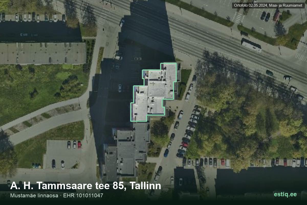 A. H. Tammsaare tee 85, Tallinn – hoone aerofoto, kontuur ehitisregistri (EHR) andmetest