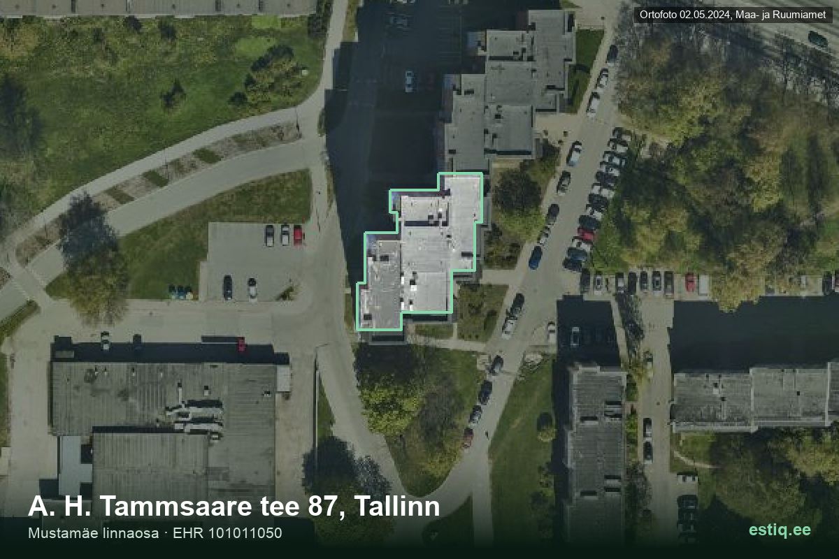 A. H. Tammsaare tee 87, Tallinn – hoone aerofoto, kontuur ehitisregistri (EHR) andmetest