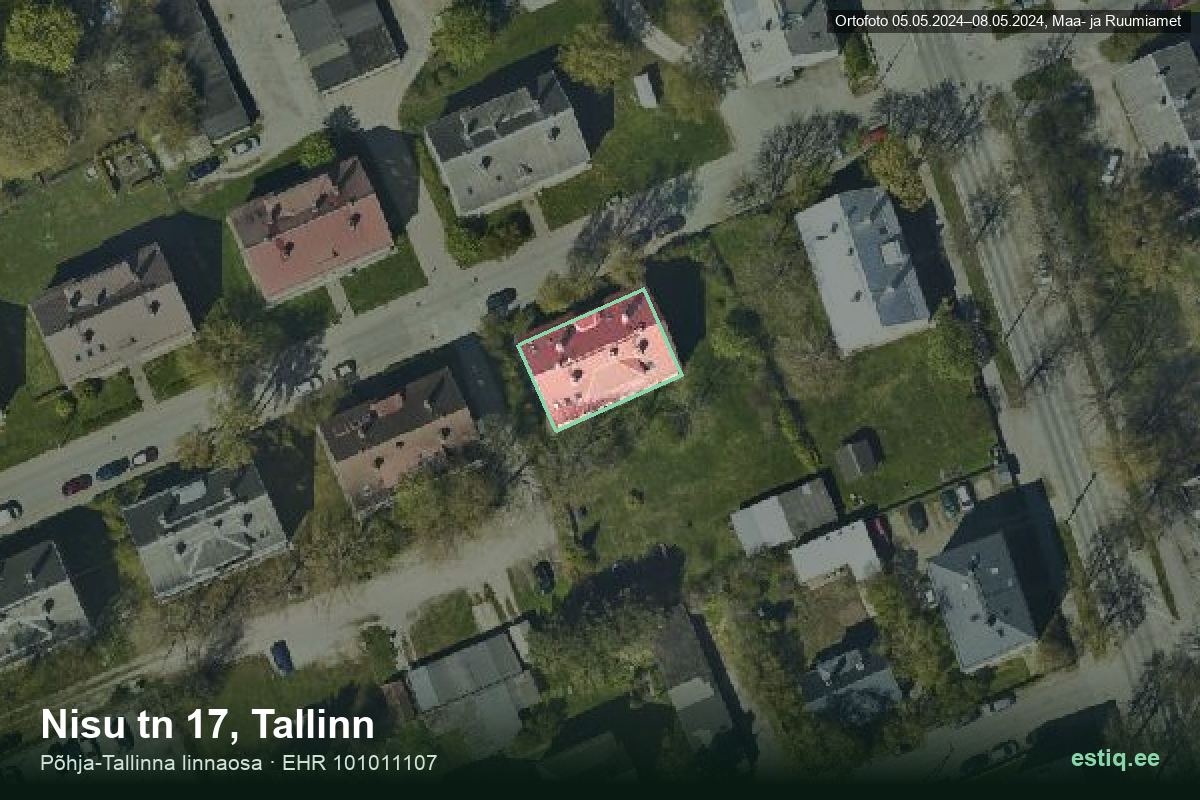 Nisu tänav 17, Tallinn – hoone aerofoto, kontuur ehitisregistri (EHR) andmetest