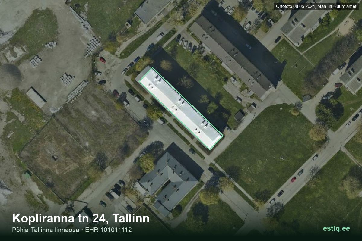 Kopliranna tänav 24, Tallinn – hoone aerofoto, kontuur ehitisregistri (EHR) andmetest