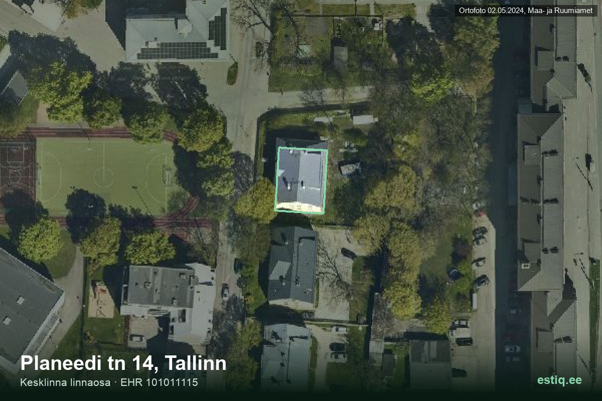 Planeedi tänav 14, Tallinn – ilmakuva rakennuksesta, ääriviiva rakennusrekisteristä (EHR)