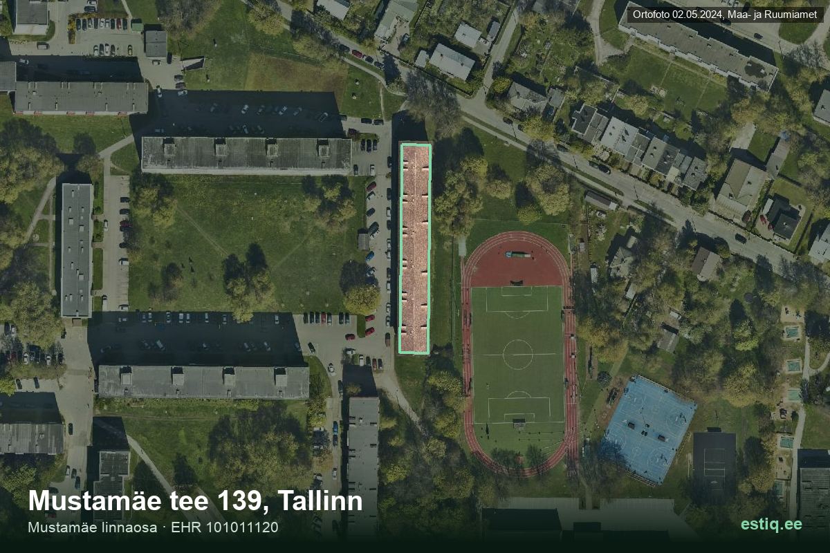 Mustamäe tee 139, Tallinn – hoone aerofoto, kontuur ehitisregistri (EHR) andmetest