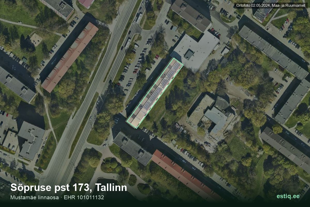 Sõpruse pst 173, Tallinn – hoone aerofoto, kontuur ehitisregistri (EHR) andmetest
