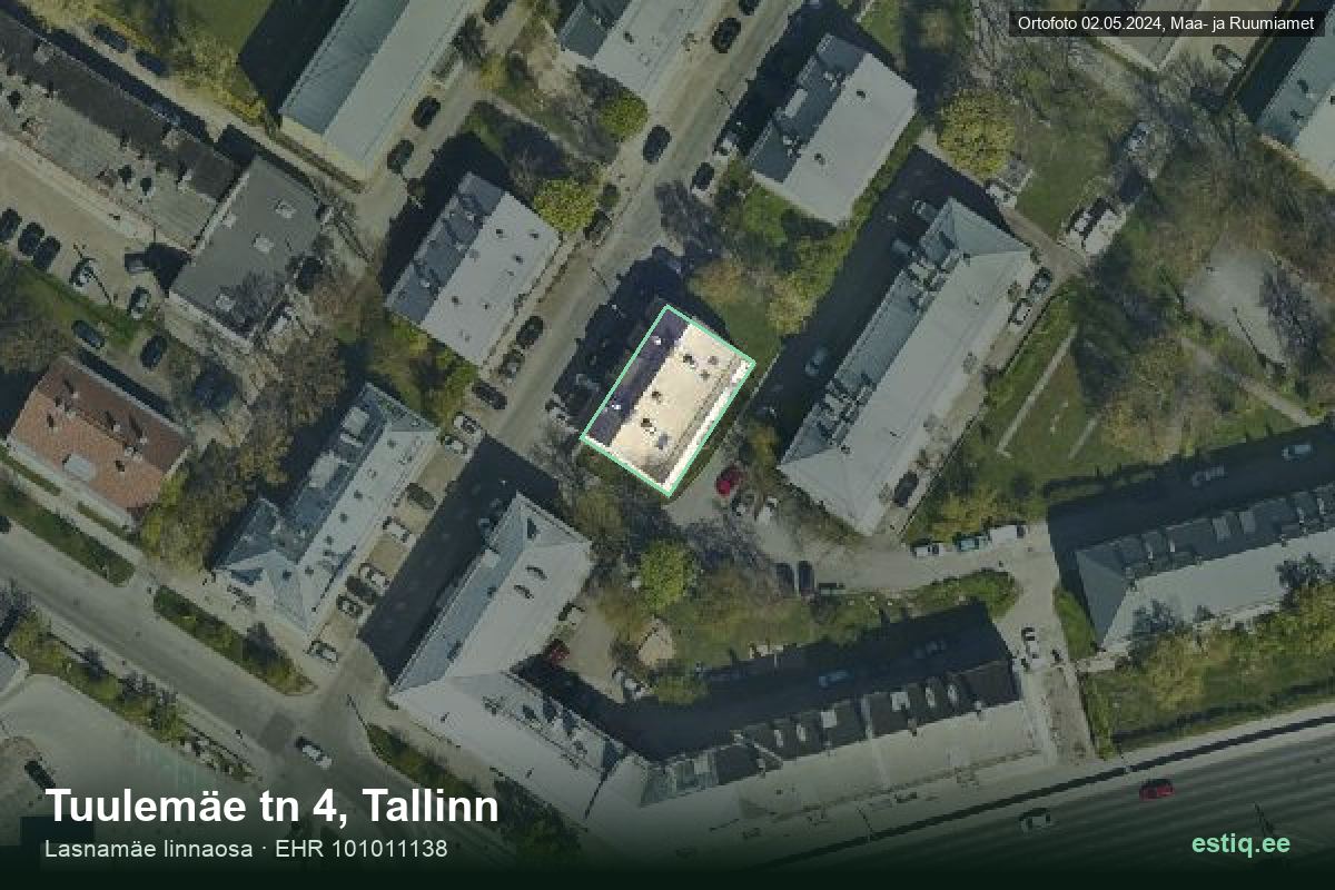 Tuulemäe tänav 4, Tallinn – hoone aerofoto, kontuur ehitisregistri (EHR) andmetest