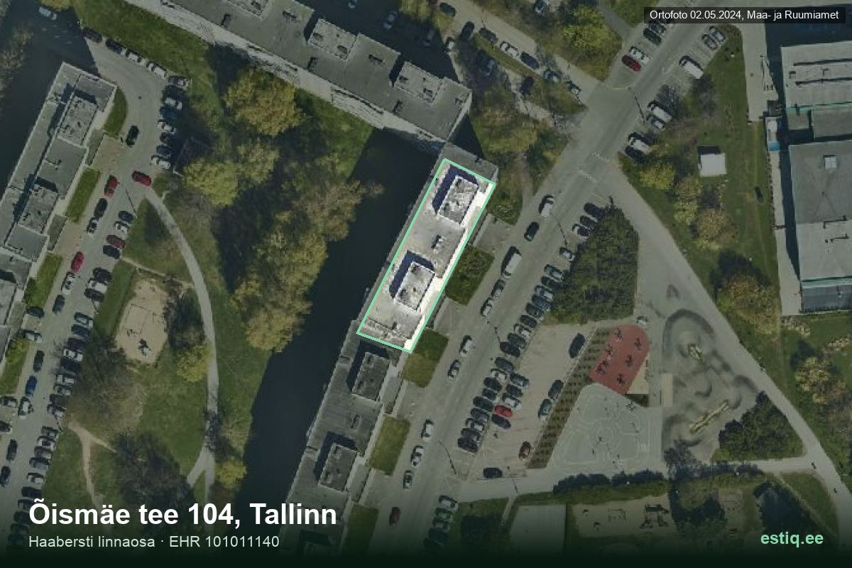 Õismäe tee 104, Tallinn – hoone aerofoto, kontuur ehitisregistri (EHR) andmetest