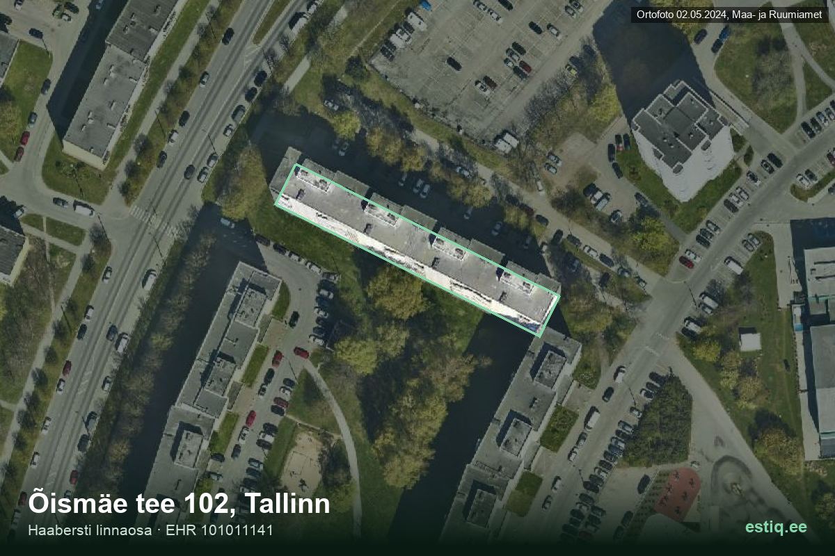 Õismäe tee 102, Tallinn – hoone aerofoto, kontuur ehitisregistri (EHR) andmetest