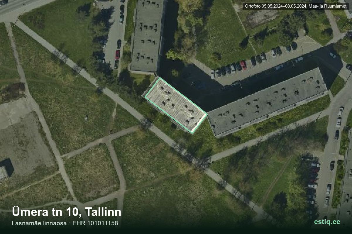 Ümera tänav 10, Tallinn – hoone aerofoto, kontuur ehitisregistri (EHR) andmetest