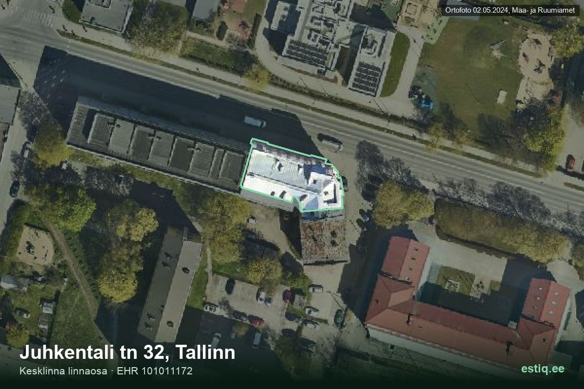 Juhkentali tänav 32, Tallinn – aerial photo of the building, outline from the Building Register (EHR)