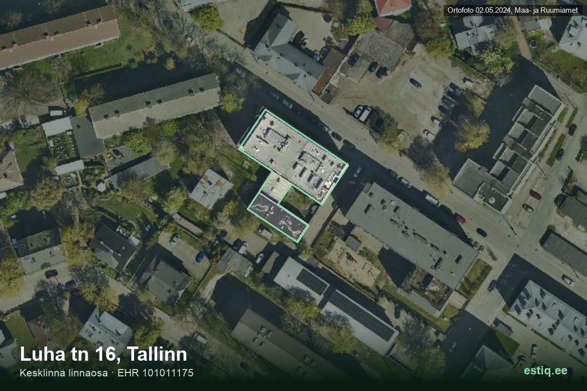 Luha tänav 16, Tallinn – aerial photo of the building, outline from the Building Register (EHR)