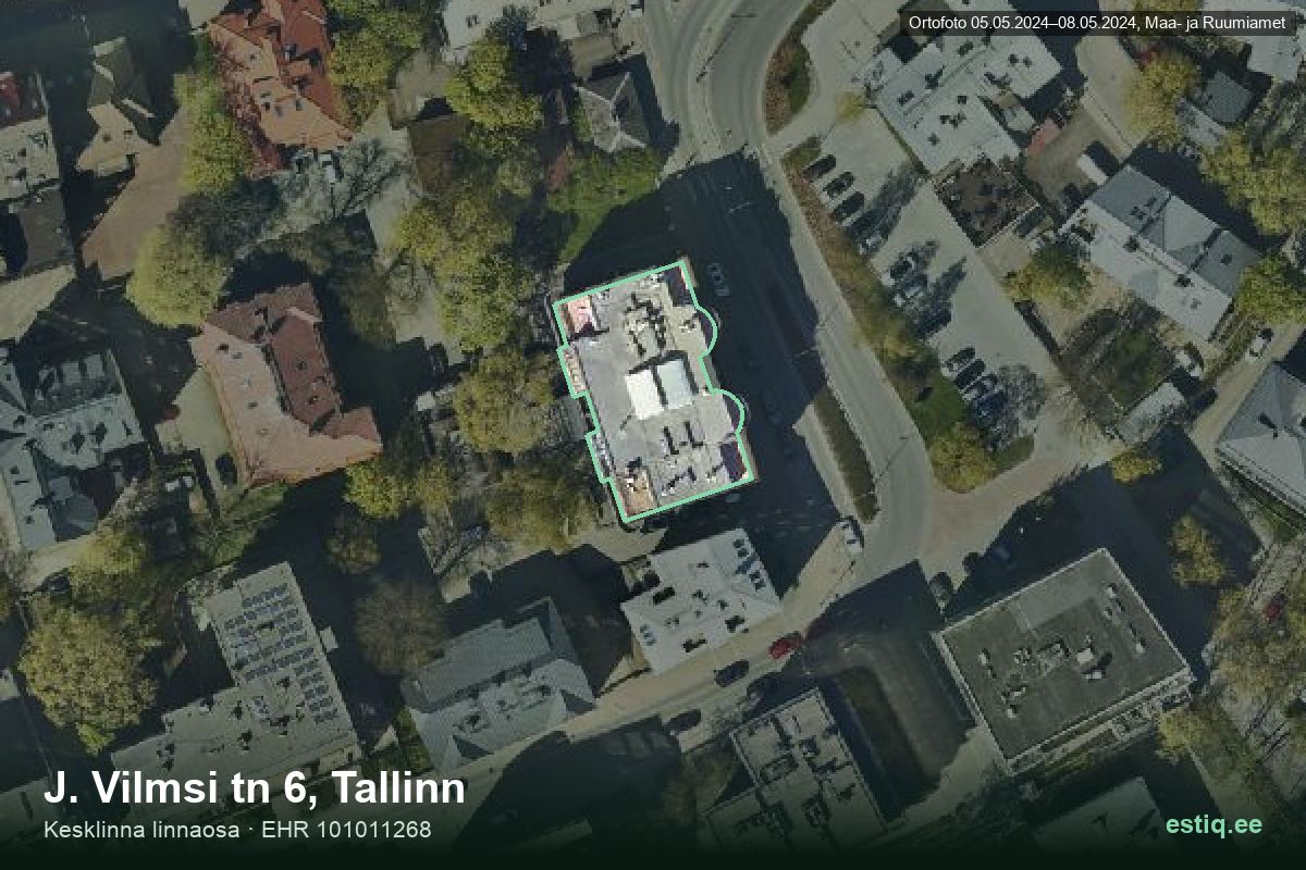 J. Vilmsi tänav 6, Tallinn – aerial photo of the building, outline from the Building Register (EHR)