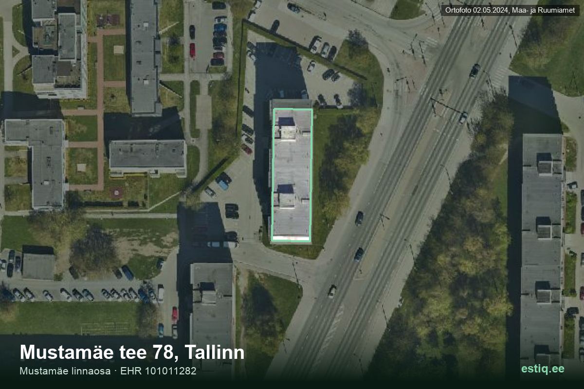Mustamäe tee 78, Tallinn – hoone aerofoto, kontuur ehitisregistri (EHR) andmetest