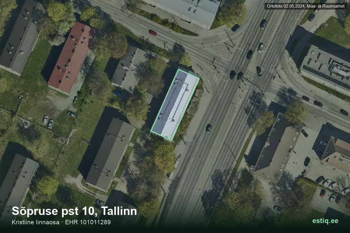 Sõpruse pst 10, Tallinn – hoone aerofoto, kontuur ehitisregistri (EHR) andmetest