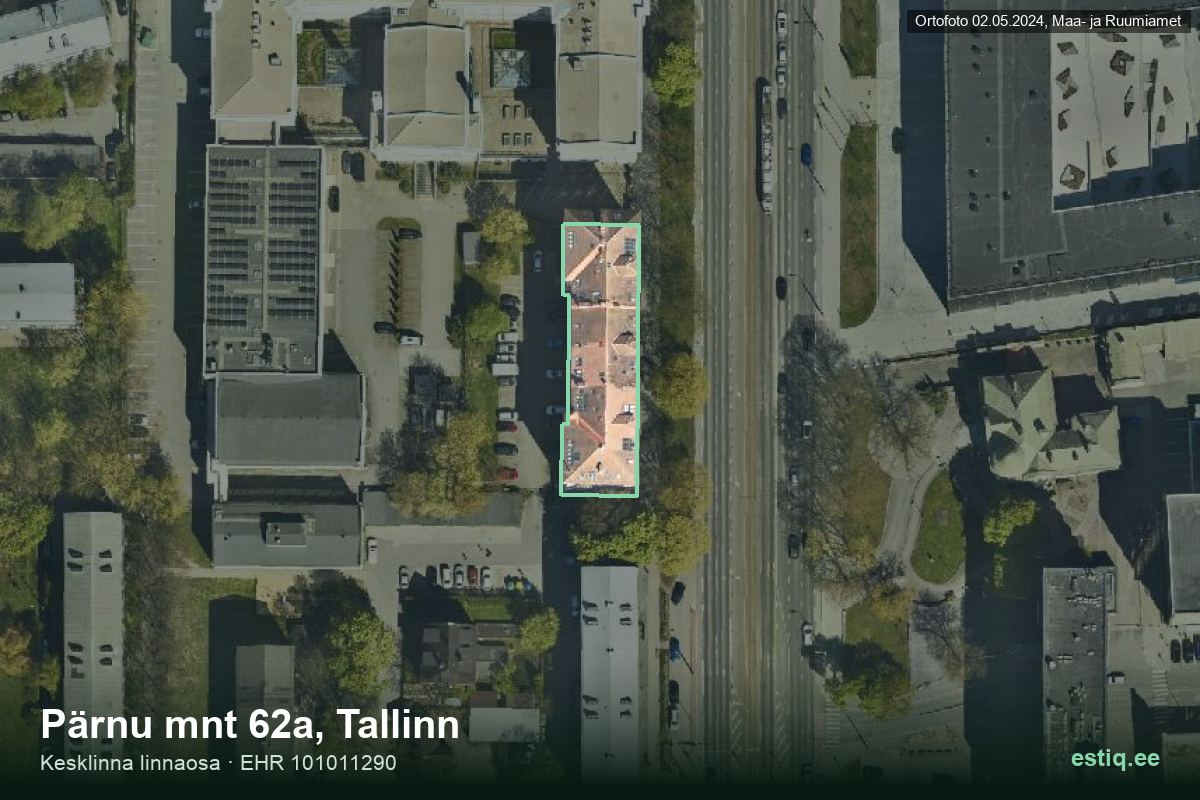 Pärnu mnt 62a, Tallinn – hoone aerofoto, kontuur ehitisregistri (EHR) andmetest
