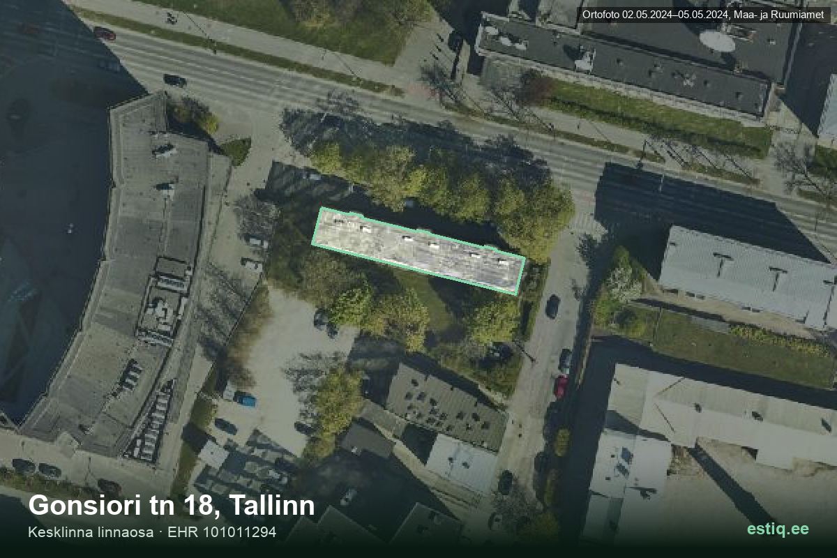 Gonsiori tänav 18, Tallinn – aerial photo of the building, outline from the Building Register (EHR)