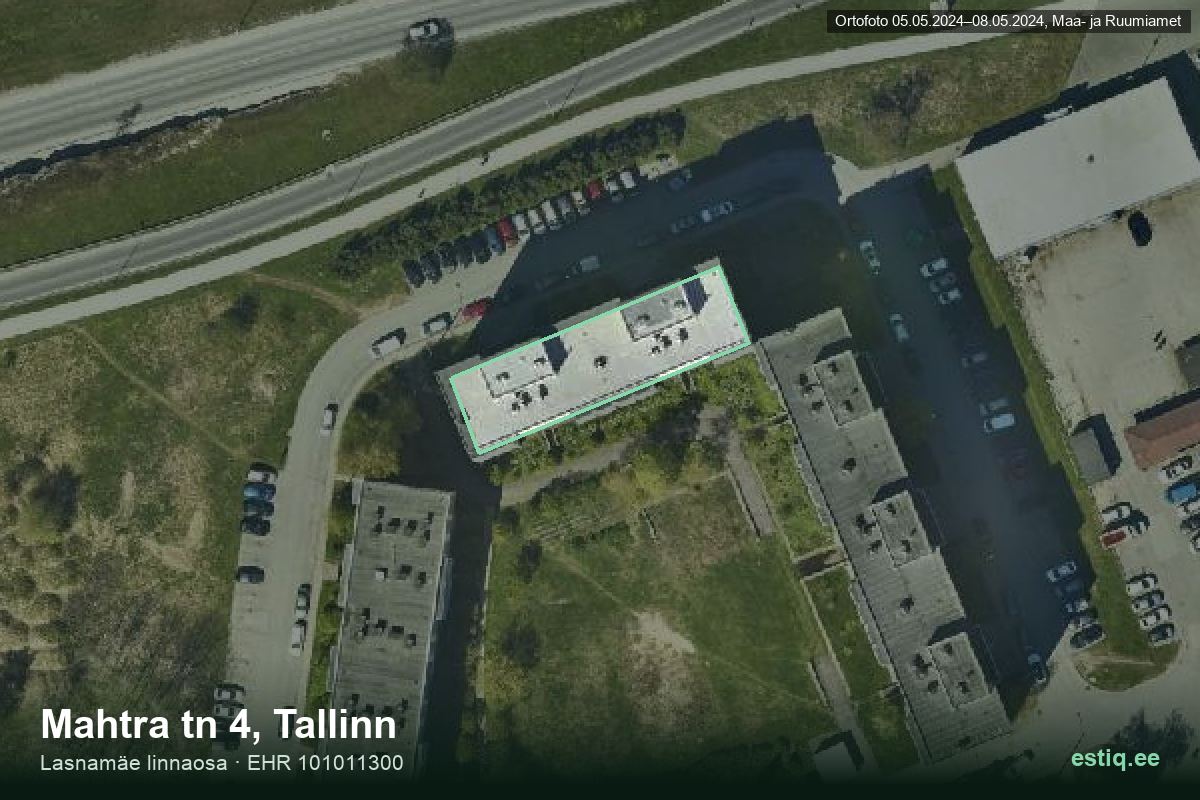 Mahtra tänav 4, Tallinn – hoone aerofoto, kontuur ehitisregistri (EHR) andmetest