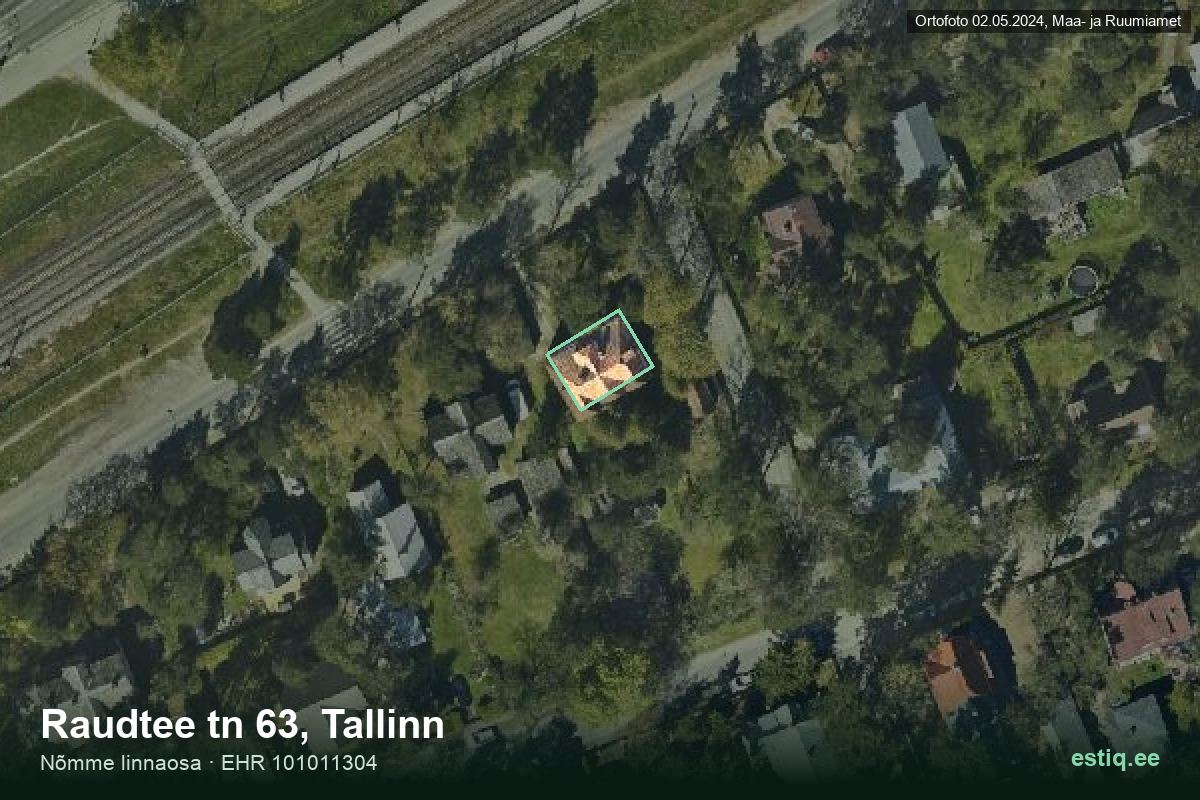 Raudtee tänav 63, Tallinn – hoone aerofoto, kontuur ehitisregistri (EHR) andmetest
